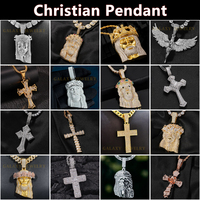 Colliers pendentifs Jésus sertis de pierres brillantes pour hommes et femmes, bijoux de rappeur hip-hop, chaîne de tête de Jésus en moissanite S925