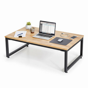 Mesa de Salón Estilo Industrial Rústico 100x60cm con Tapa de Madera de Caucho y Patas de Hierro, Requiere Montaje-SPD68153 - Product Image 1