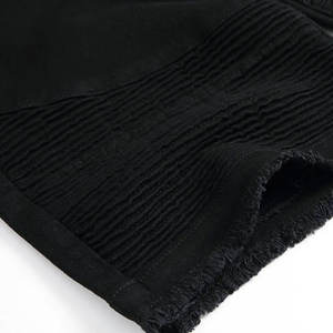 Baggy Private Label Fashionable Knee Length <b>3</b>/<b>4</b> Long Black Straight Denim Fabric <b>Shorts</b> For <b>Men</b> From Pakistan - Product Image 6