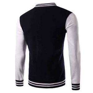 Veste d'université pour hommes grande taille en gros col montant avec logo avant veste de baseball Letterman unie pour hommes en gros - Product Image 2