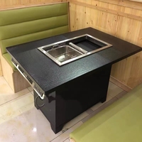 Table à manger coréenne sans fumée pour hot pot Barbecue Steamboat Table moderne personnalisable ronde en marbre