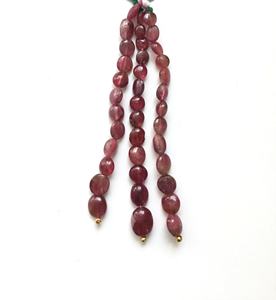 ลูกปัดทัวร์มาลีนสีชมพูธรรมชาติ ขัดเรียบ 3 เส้น สำหรับทำเครื่องประดับอัญมณ์ - Product Image 1