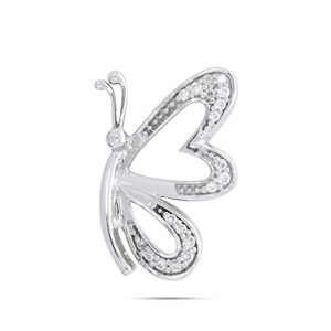 Pendentif Papillon en Moissanite Ronde en Argent Sterling et Or – Cadeau Adorable - Product Image 1
