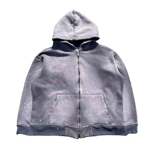 Sweat à capuche zippé lavé à l'acide imprimé de haute qualité pour hommes - Product Image 1