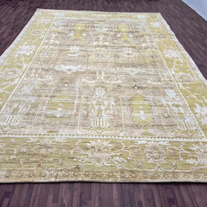 100% tapis en laine de soie prix usine tapis de haute qualité tricoté à la main crème persane or 9x12 ensembles de tapis de sol de salon - Product Image 1