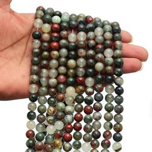Natural Bloodstone Round <b>Loose</b> <b>Beads</b> 15 Strand Gemstone for Jewelry Making Fashion Wholesale Bulk Supply - Product Image 5