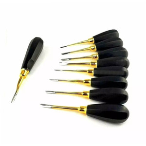 เครื่องมือทันตกรรม 9 ชิ้น ขนาด 2 มม. ถึง 5 มม. แบบตรงและโค้ง สีดำและสีทอง - Product Image 5
