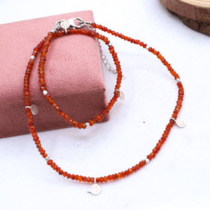 Collier pour femmes en argent sterling massif 925 cornaline naturelle de luxe rouge certifié GIA pour la vente en gros - Product Image 5