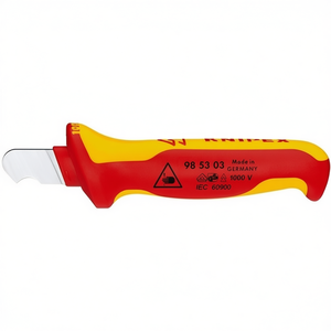 Couteau à dénuder les câbles certifié VDE KNIPEX, 155 mm de long, avec lame de 28 mm et manche multi-composants - Product Image 2