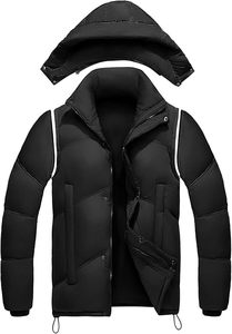 Veste d'hiver à bulles d'air pour hommes avec logo personnalisé Veste utilitaire d'extérieur en nylon épais et chaud à capuche détachable - Product Image 2