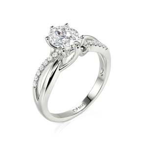 Anillo de Compromiso Jeulia Personalizado con Moissanita Ovalada Trenzada, Plata de Ley con Baño de Rodio - Product Image 2