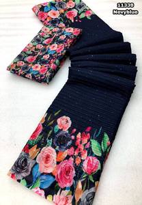 Couleur blanche Premium Georgette Chikankari Lucknowi brodé Saree pour les femmes Style indien robe en soie costume mariage vêtements ethniques - Product Image 2