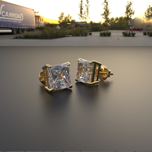 Avarta Jewellery Oro de 18K 1 quilate Cada uno Moissanite Princess Cut Stud Pendientes - Product Image 1