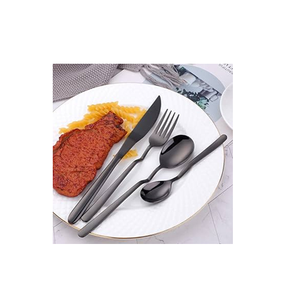 Ensemble de couverts en métal noir pour table de fête de mariage, couteau, fourchette, cuillère, acier miroir pour la maison, vaisselle de table - Product Image 2