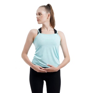 Vente en gros débardeur court en polyester spandex pour femmes coupe décontractée col carré respirant séchage rapide pour la salle de sport Yoga actif - Product Image 3