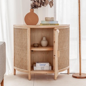Mesita de noche nórdica, cajón lateral de cama, mesita de noche redonda de ratán, armarios, muebles de dormitorio, mesitas de noche - Product Image 6