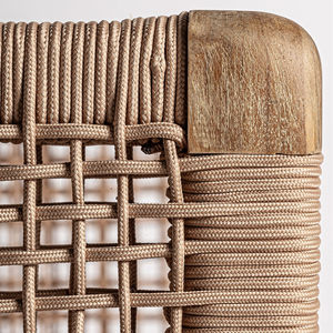 เก้าอี้เลานจ์เฟอร์นิเจอร์ลานสวนกลางแจ้งไม้สักธรรมชาติพร้อมเชือกและเบาะ-Pico - Product Image 6