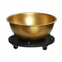 Bol de pédicure en cuivre martelé de qualité supérieure avec chariot à roulettes, style standard, finition dorée