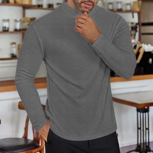 <b>Men</b> Long Sleeve Mock Neck Shirt Custom Logo Winter Layer <b>Top</b> OEM ODM Warm Soft Cotton <b>Turtleneck</b> Sweatshirt - Product Image 2
