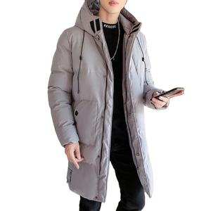 Men sliver grey Hooded Puffer Outerwear Winter Full Zip Down Alternative Quilted <b>Padded</b> Coat Thicker quality Long Puffer Jacket - Product Image 1