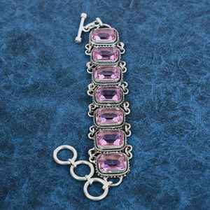 Pulsera de Kunzita Rosa Hecha a Mano, Plata de Ley 925, Joyería de Piedras Preciosas con Cuentas, Regalo para Mujer, Elegante - Product Image 6
