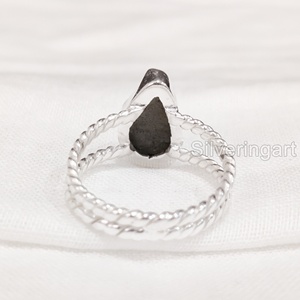 Joyería de piedra cruda para mujer, anillo de piedra preciosa de labradorita en bruto Natural, anillo trenzado de 2 bandas, joyería, anillo de Plata de Ley 925 - Product Image 5