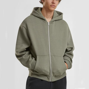 Sweat-shirts à capuche unisexes en molleton épais 100 % coton de haute qualité RTS, fermeture éclair, streetwear d'hiver, hip-hop, respirant, séchage rapide - Product Image 5