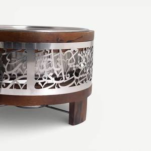 Luxury Stainless Steel Non-Stick Interior Hot Pot Insulated <b>Food</b> <b>Warmer</b> Table Polished Silver Calligraphy Band Gold Dome Lid - Product Image 2