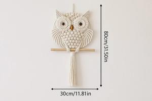 Arte de Pared de Macramé con Búho Blanco, Decoración de Pared Perfecta para Decoración del Hogar, Exhibición Festiva y Regalos Especiales, Venta al por Mayor desde India - Product Image 6