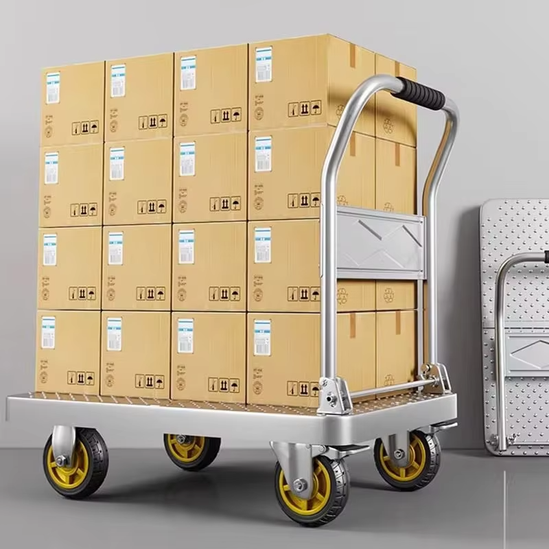 Hand Carts Trolleys Wear Resistant Anti Slip Four Wheel Steel Folding Utility Shipping