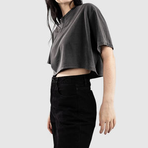 เสื้อยืดเอวลอยสำหรับผู้หญิงใส่ในฤดูร้อนเสื้อยืดพิมพ์ลายคุณภาพสูงย้อมสีล้วนคอลเลกชันล่าสุด - Product Image 3