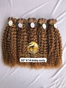 Export Raw Indian Temple Virgin 20 ''Color #14 Kinky Curly Bundles Extensión de cabello Single Drawn Cutícula alineada Proveedor mayorista - Product Image 3