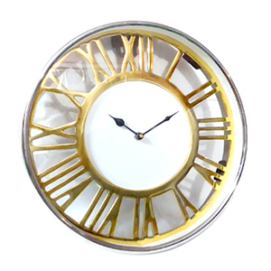 Horloge murale à chiffres romains en acier inoxydable silencieuse de grande taille pour la décoration de la maison, argent brillant poli - Product Image 6