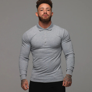 Gran demanda logotipo personalizado Golf clásico gris manga larga Polo camiseta algodón transpirable gimnasio deportes y ropa informal hombres Polo camisetas - Product Image 1