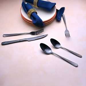 Juego de Cubiertos de Acero Inoxidable con Recubrimiento PVD Negro, Estilo Moderno, Lujoso y Minimalista, con Cuchara de Té y Cuchara de Mesa, Juego de 5 Piezas - Product Image 5