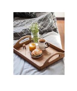 Rustic Wooden presentation <b>tray</b> with metal handles for farmhouse kitchen decor breakfast tea coffee snacks <b>drinks</b> use - Product Image 1