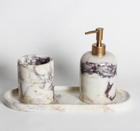 Nouveauté : Ensemble de 4 accessoires de toilette en marbre écologiques, taille personnalisée, pour la maison, les hôtels, les salles de bain, cadeaux