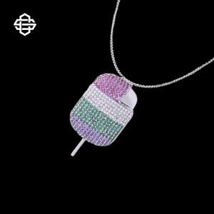 Hiphop Moissanite Iced Out Popsicle colgante collar personalizado colorido Bling Charm rapero joyería para hombres y mujeres - Product Image 2