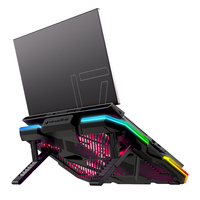 Coussin de refroidissement pour ordinateur portable de jeu de 17 pouces avec deux ports USB, puissant support de refroidissement pour ordinateur portable RVB pour ordinateur et tablette PC