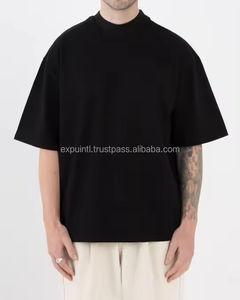 Cuello de embalaje 350G 200 Oversize Summer 300 Gsm Design Cotton Blank Logo Recortado Custom Men's Fit T-Shirts Boxy T Shirt - Product Image 1