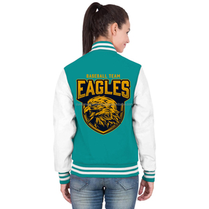 Chaqueta universitaria personalizada de algodón y forro polar para mujer, ropa de calle cálida con logotipo bordado. - Product Image 4