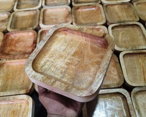 Bols à salade en bois d'acacia de haute qualité ensemble de bol à bougie bol Sala en bois entier poli pour les fêtes assiette de fruits japonais - Product Image 1