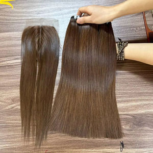 วิกผมแท้สีเรียบเนียนแบบหลายสีวิกผมคนจากเวียดนามผมดิบเพื่อทำวิกผมไร้กาวจาก6 "-40" - Product Image 1