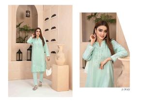 Conjunto de algodón de 2 piezas Shalwar Kameez transpirable de talla grande de marca paquistaní más vendido para mujer cuello alto mezcla de colores Natural mejor - Product Image 4