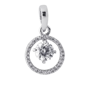 Colgante de diamante de corte flotante de moissanita VVS de plata de ley clásica con diseño de círculo de halo de hielo brillante para mujer - Product Image 1