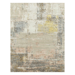 Tattvam LRB-9032 Ivory Hand Knotted Wool & Bamboo Silk Rug Abstract Pattern for Home Use - Product Image 1