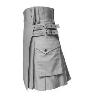 Kilt Tradicional Escocés de Primera Calidad para Hombre, Falda de Moda, Color Sólido, con Bolsillos, Estilo Highland, Algodón/Lana de Alta Calidad - Product Image 1