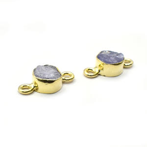 Conector de piedras preciosas de Aguamarina cruda-Tamaño 6-8mm, Conector de piedra natal de doble fianza, joyería de enlace de conector, venta de compra por pieza - Product Image 2