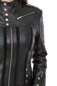 Chaqueta de Cuero de Oveja Genuino para Mujer, Calidad Premium, Diseño Personalizado Duradero con Cremallera, Corta para Invierno - Product Image 5