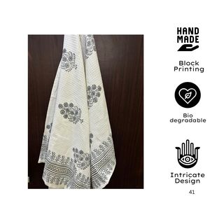 Ensemble de serviettes de golf en coton gaufré Jaipuri imprimé de blocs indiens faits à la main, serviettes de bain douces et légères pour la peau - Product Image 2